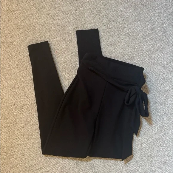 Windsor Black Skinny Pants with Tie Waist - Picture 1 of 4